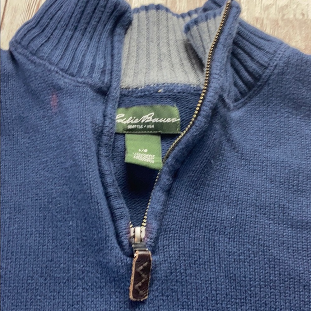 Vintage Eddie Bauer Blue 100% Cotton Long Sleeve Sweater Men's Size L - Picture 7 of 8